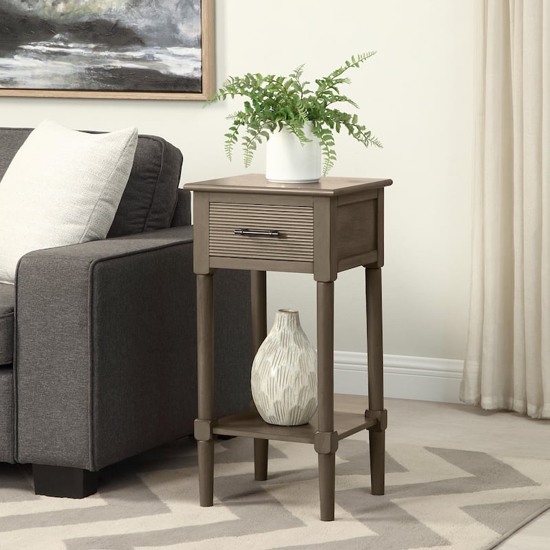 Azalea Park Ribbed Drawer Wood Accent Table with Shelf - 14 W x 13.40 D x 28 H