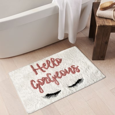 Hello Gorgeous Word Novelty Cute Girly Bath Rug