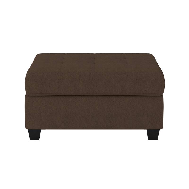 Modern Living Room 1pc Storage Ottoman Tufted Top Brown Fabric Upholstery Solid Wood Furniture - Chocolate