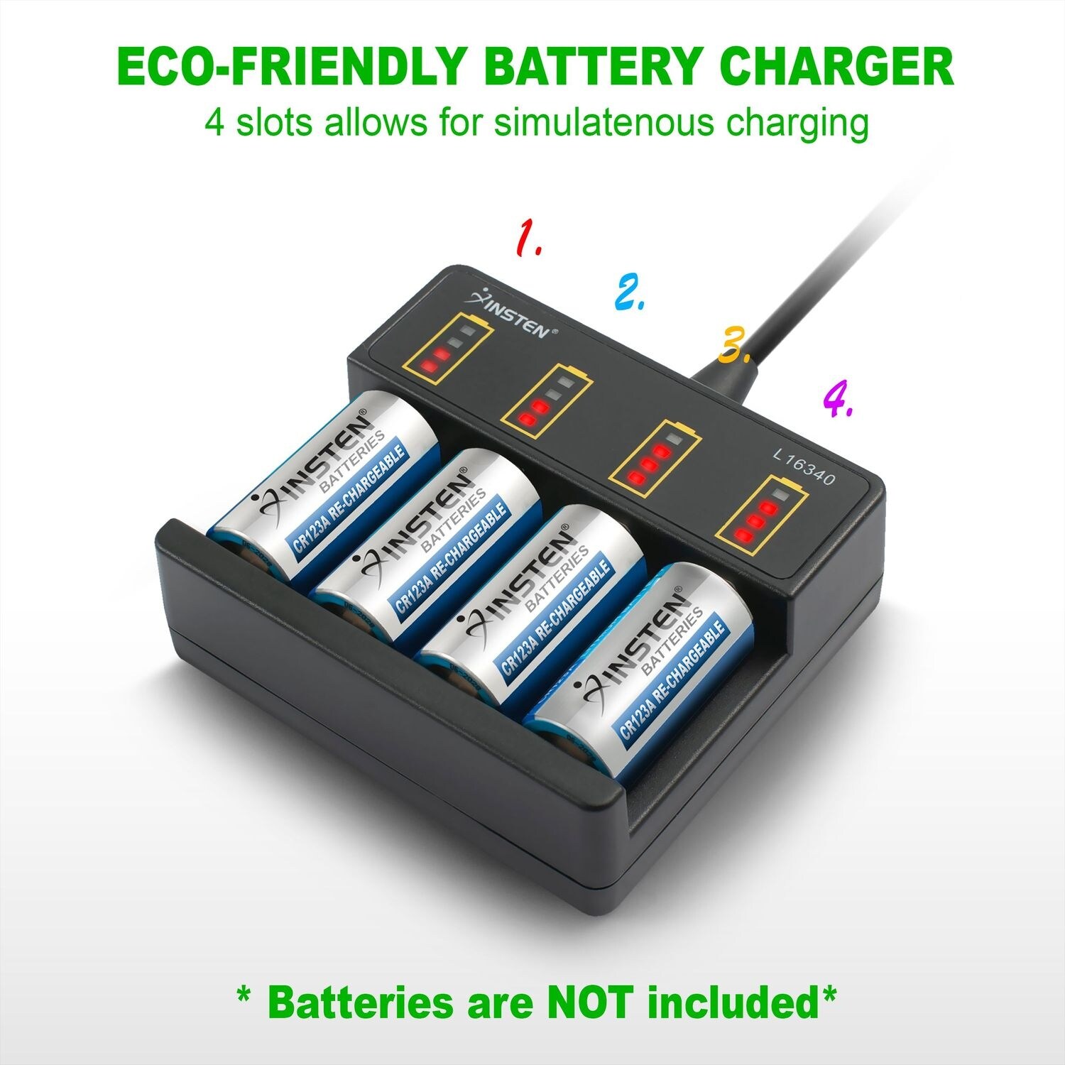 Shop Insten 4 Slot Usb Charger Of Rechargeable Lithium Battery Cr123a Rcr123 16340 For Battery Of Netgear Arlo Security Camera Overstock 31707314