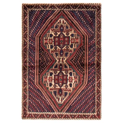 ECARPETGALLERY Hand-knotted Melis Vintage Dark Navy Wool Rug - 3'11 x 5'8