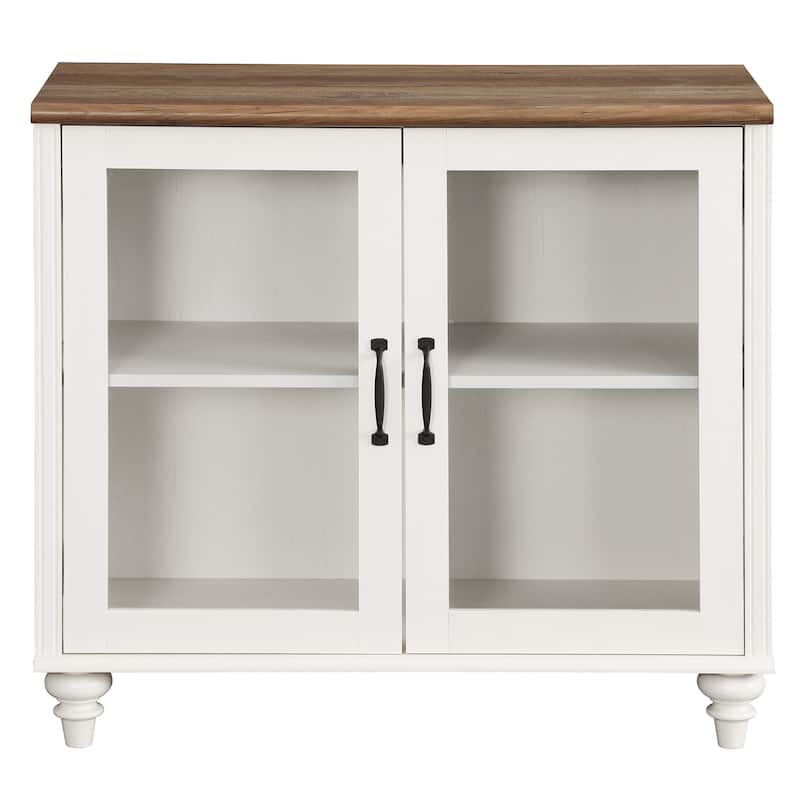 TV Stand with Glass Doors, TV Console Table TV Cabinet