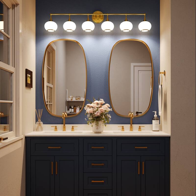 Acroma Aged Brass/Polished Chrome Finish Modern Globe Vanity Light