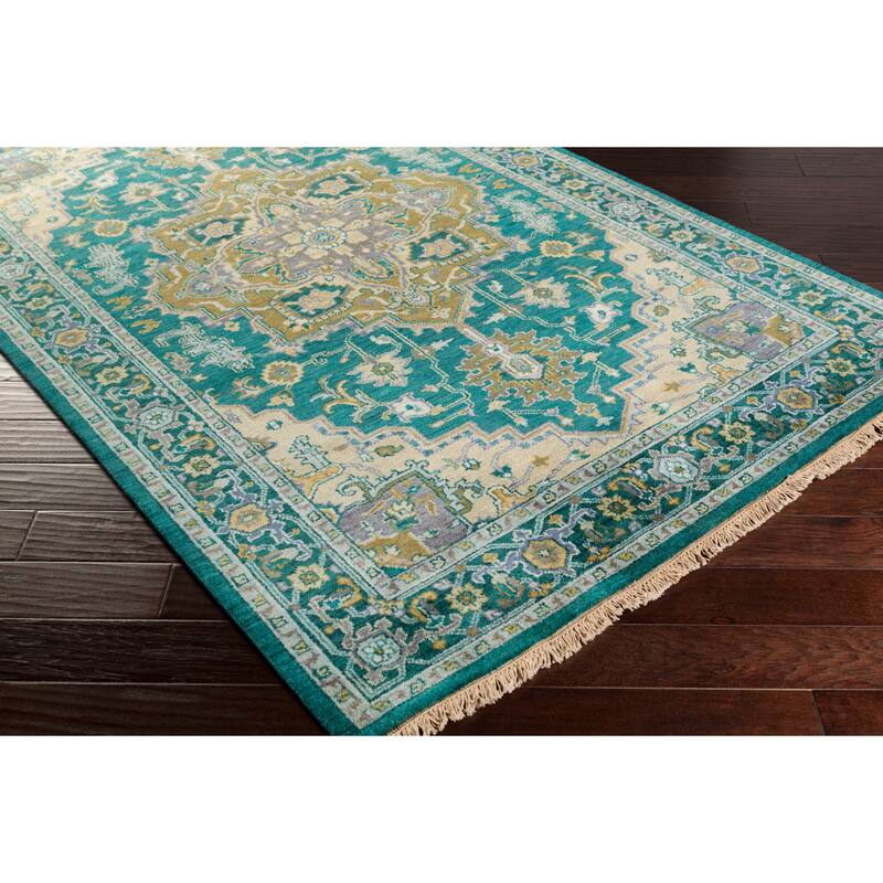 Hand-Knotted Conor Border New Zealand Wool Area Rug