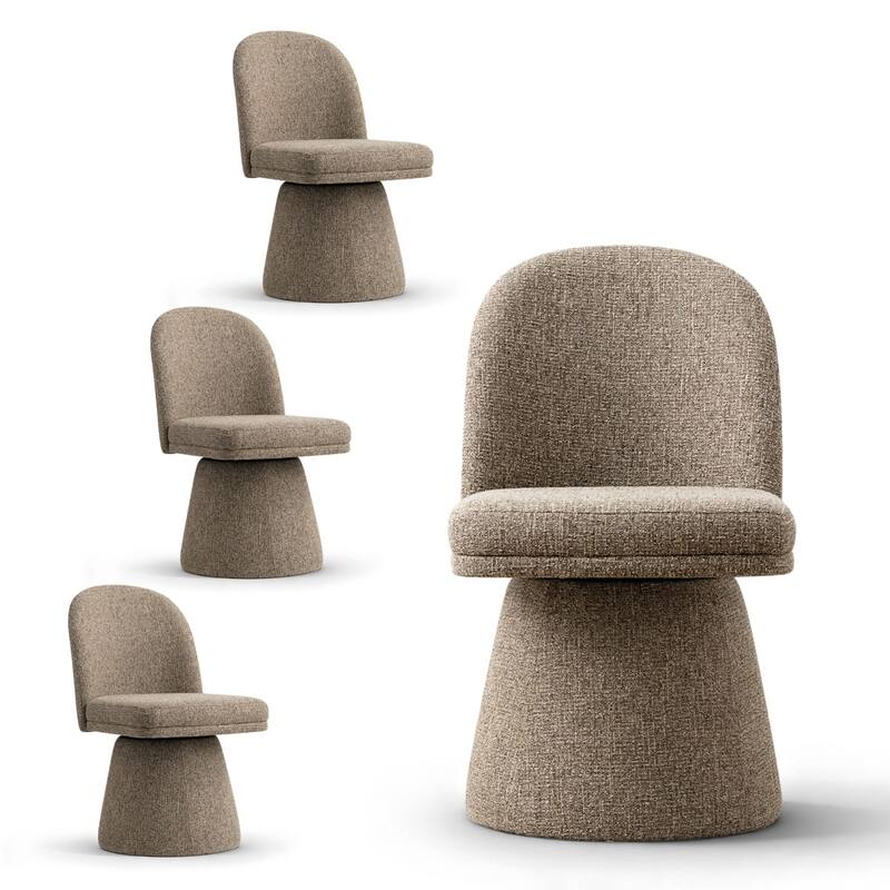 Upholstered Swivel Dining Chair(Set of 4) - Brown