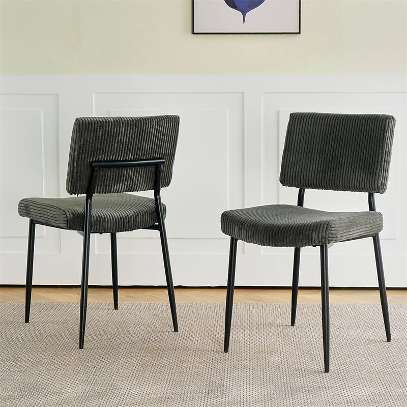 Modern Simple Fabric Upholstered Velvet Dining Chair (Set of 2)