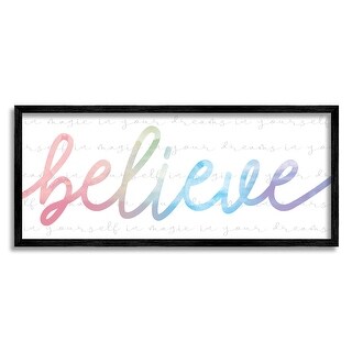 Stupell Believe Rainbow Text over Muted Motivational Phrase Framed Wall ...