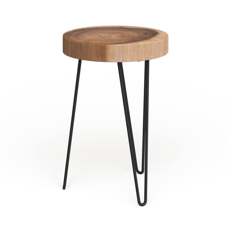 East at Main Cross-cut Wood Slab Side Table with Iron Legs