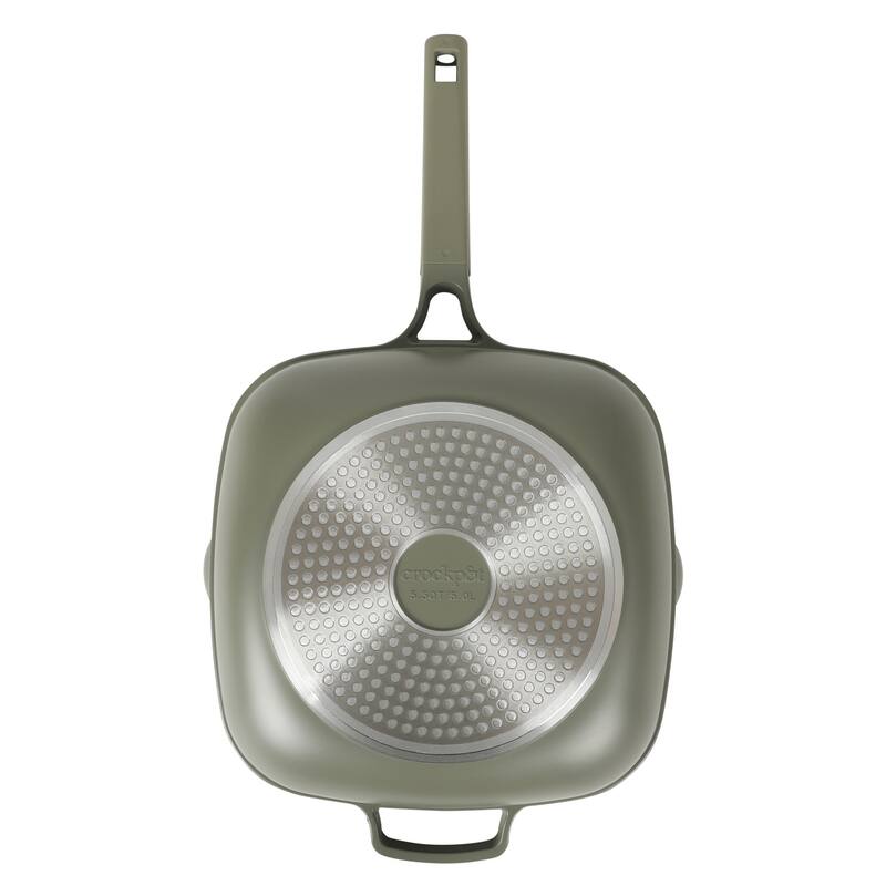 Crock Pot Northvale 5.3 Quart Ceramic Nonstick Sauté Pan with Steamer Basket & Lid, Cast Aluminum Induction Base