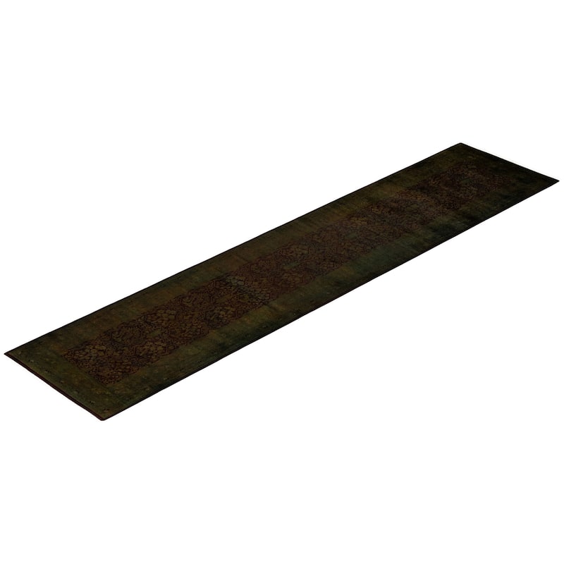 Overton Hand Knotted Wool Vintage Inspired Modern Contemporary Overdyed Brown Runner Rug - 2' 7" x 11' 10"