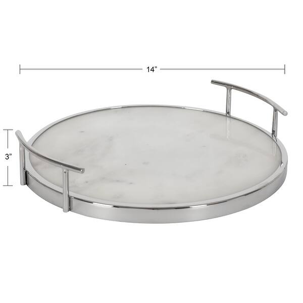 dimension image slide 3 of 5, Kate and Laurel Marbury Round Metal Tray