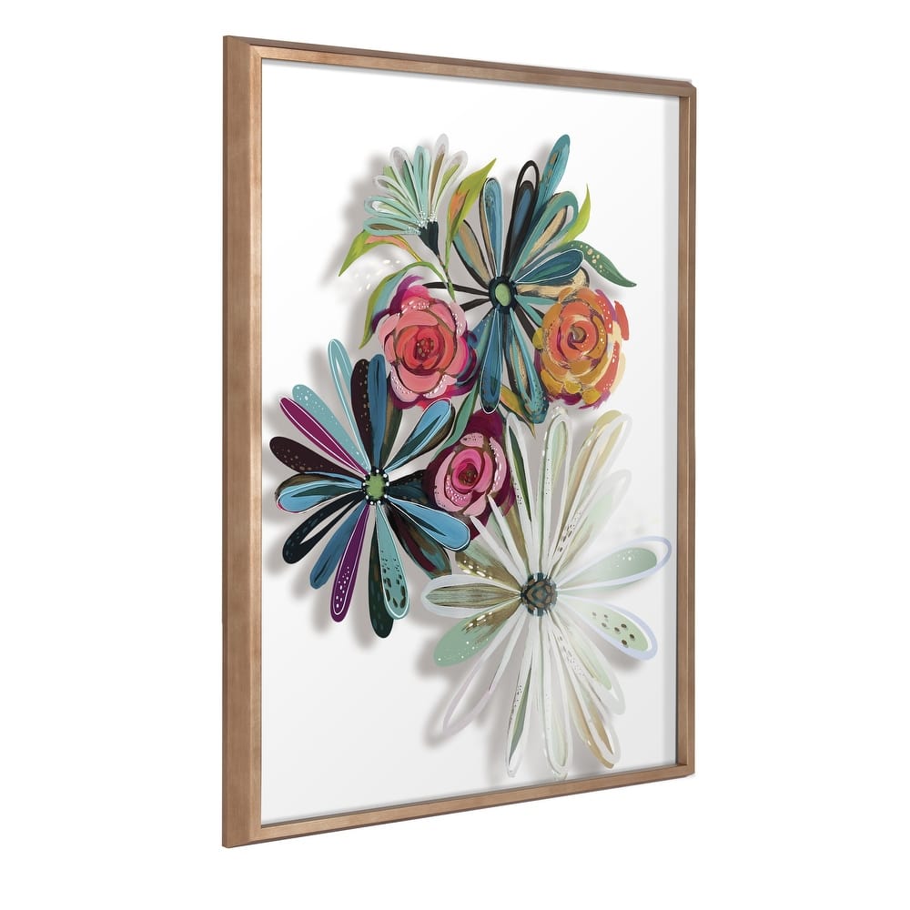 Kate and Laurel Blake Flowers Glass Framed Printed Art by Jessi Raulet
