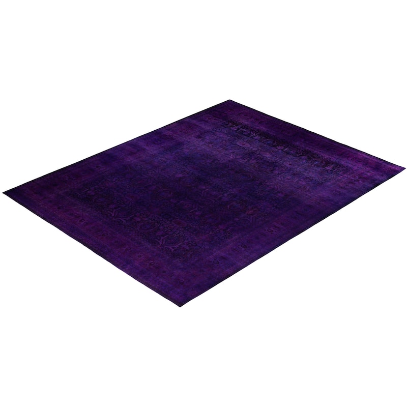 Overdyed One-of-a-Kind Hand-Knotted Area Rug - Purple - 12' 3" x 15' 4"