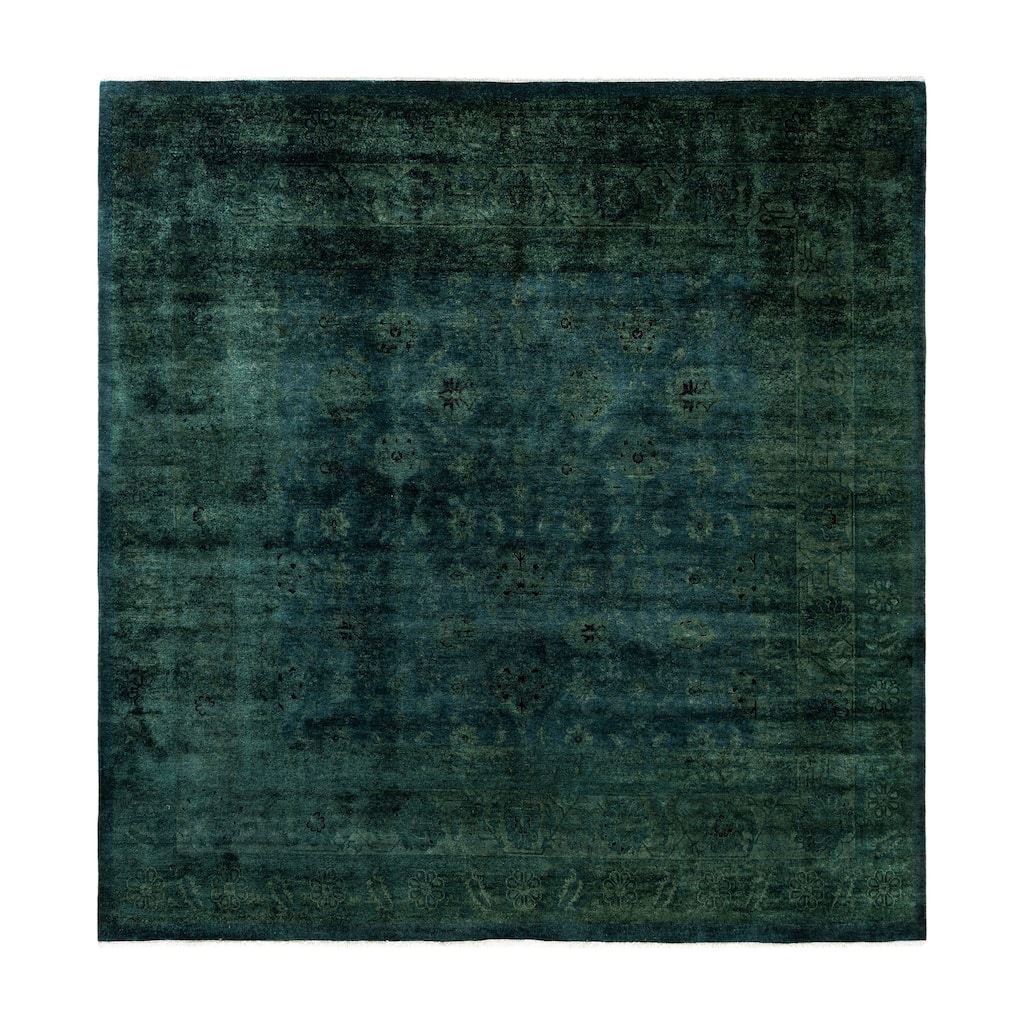 Overdyed One-of-a-Kind Hand-Knotted Area Rug - Green - 8' 2" x 8' 3"
