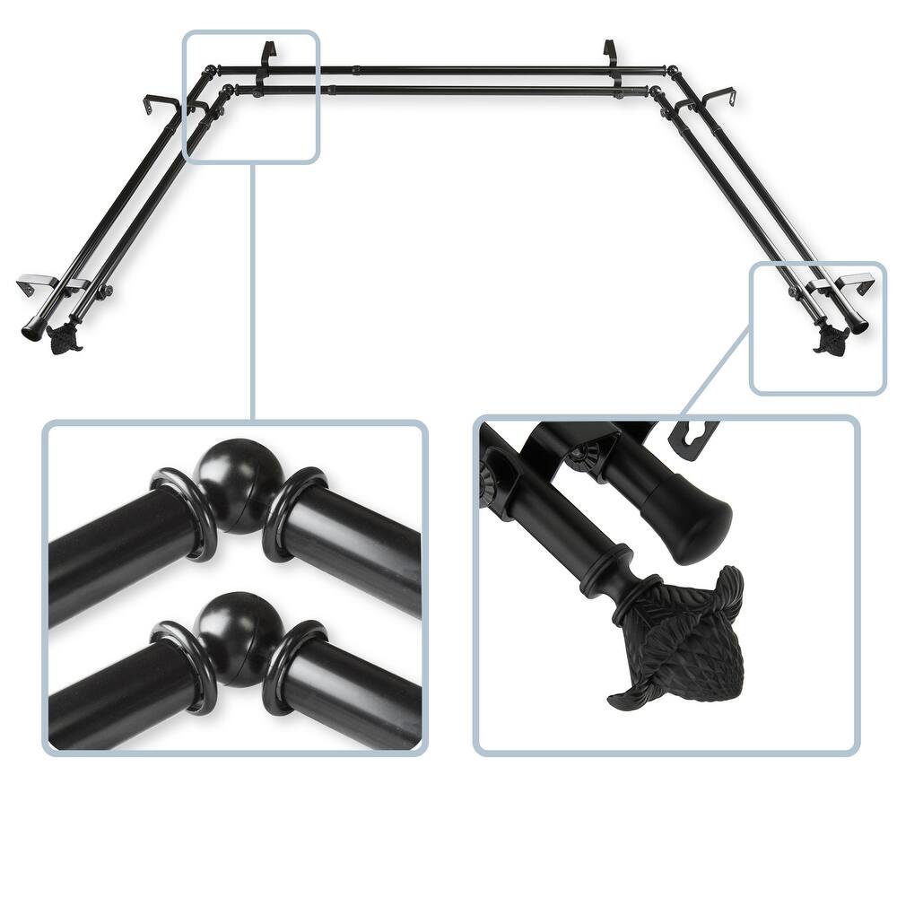 InStyleDesign Thistle 13/16" Double Bay Window Curtain Rod