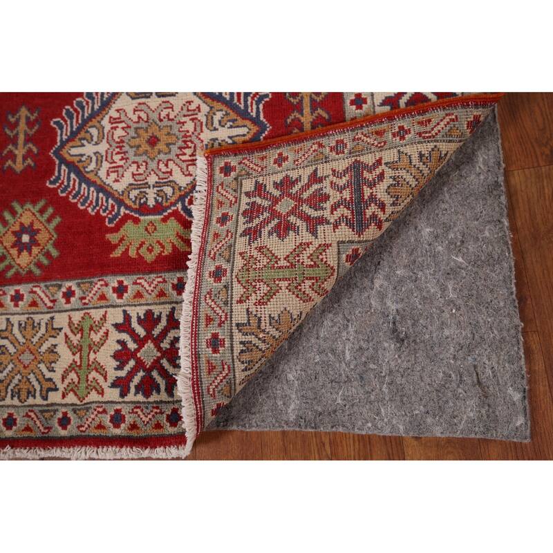 Red Kazak Oriental Accent Rug Handmade Traditional Wool Carpet - 3'2" x 4'10"
