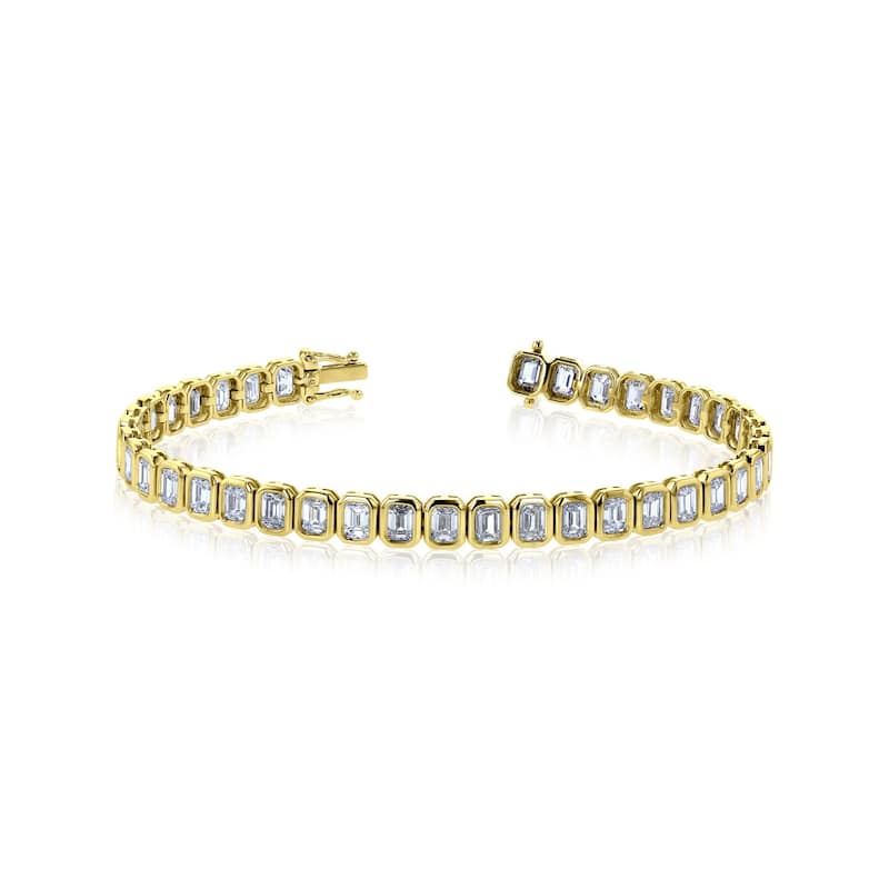 Kobelli 8.5+ Carats Lab Grown Diamond Solid 14k Gold North-South Emerald-cut Tennis Eternity Belle Bracelet - Yellow
