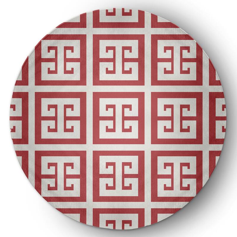 Greek Key Patterned Chenille Rug
