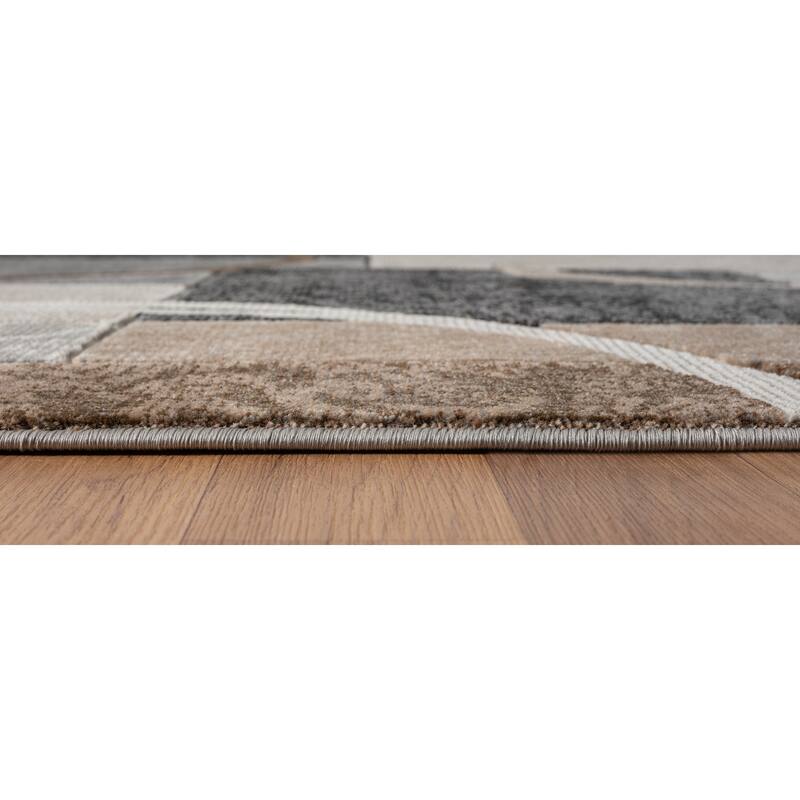 Alexia Collection Geometric Beige/Gray Indoor Modern Area Rug