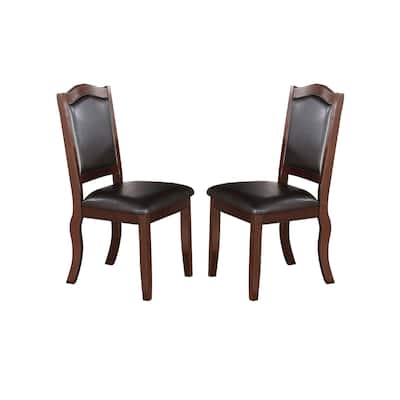 Faux Leather Upholstered Dining Chairs, Brown(Set of 2)