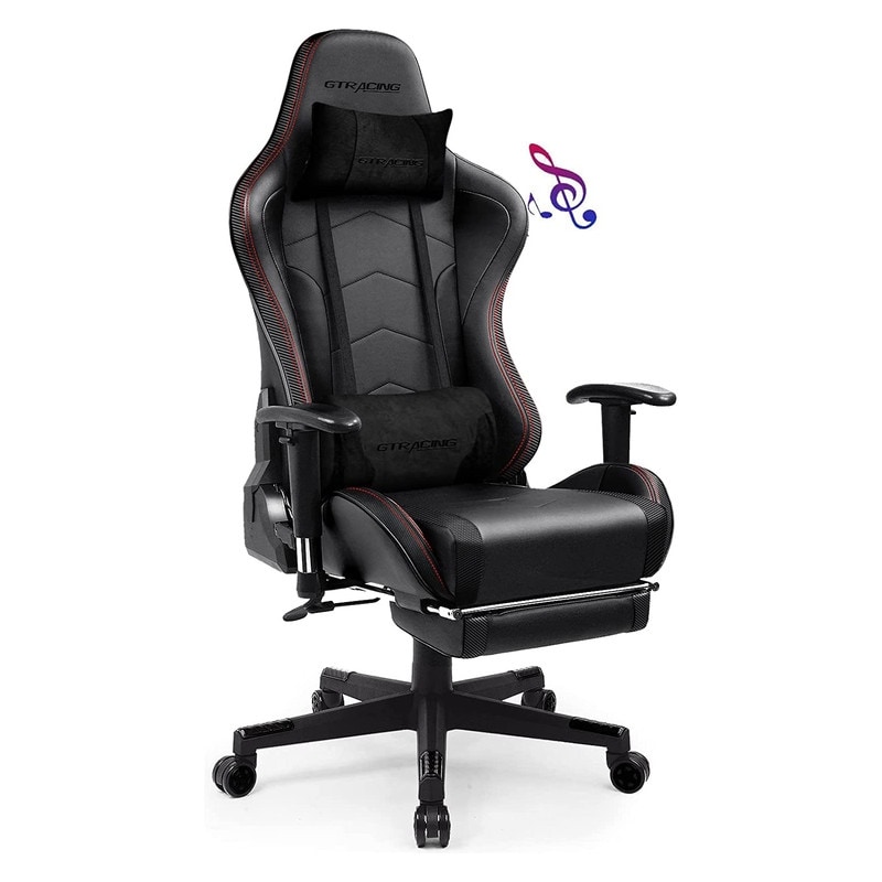 Gaming chair with hotsell footrest and speakers