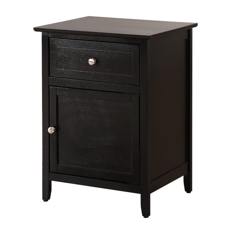 Modern 19-in Metal Hand Holder Single-Drawer Wood Nightstand with Cabinet