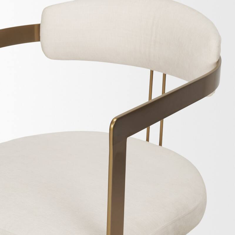 Hollyfield II Cream Fabric Seat W/ Gold Iron Frame Dining Chair - 20.4"W x 21.2"D x 29.5"H