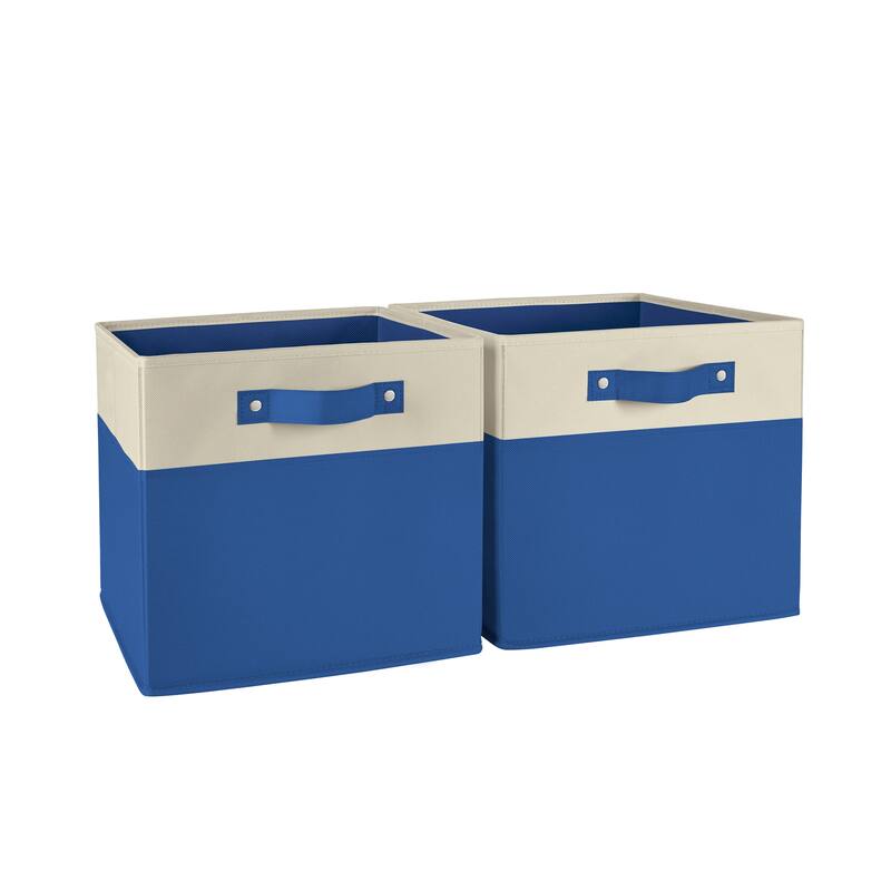 RiverRidge Kids 2pc Two-Tone Fabric Collapsible Cube Storage Organizers with Handles - Blue