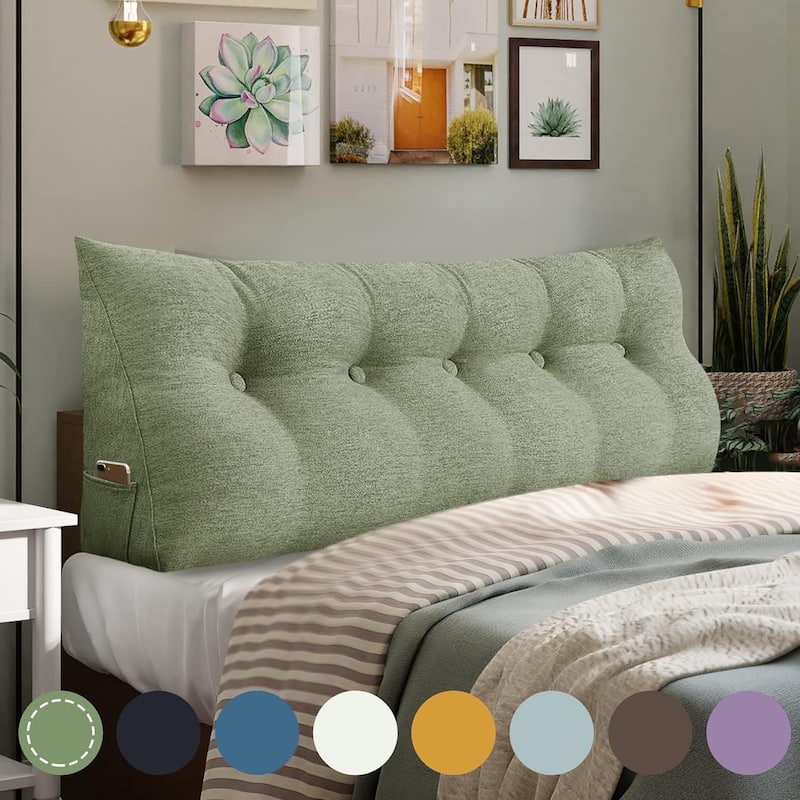 WOWMAX Bed Rest Wedge Reading Pillow Headboard Back Support Cushion - Queen - Lime Green
