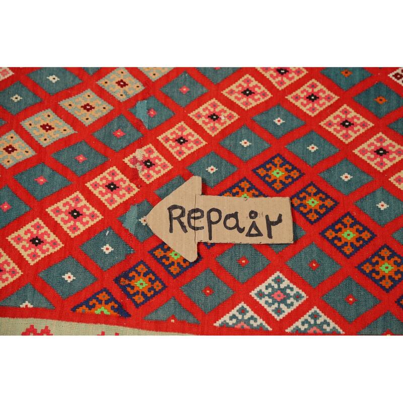 Pre-1900 Antique Vegetable Dye Kilim Persian Runner Rug - 3'2"x 17'1"