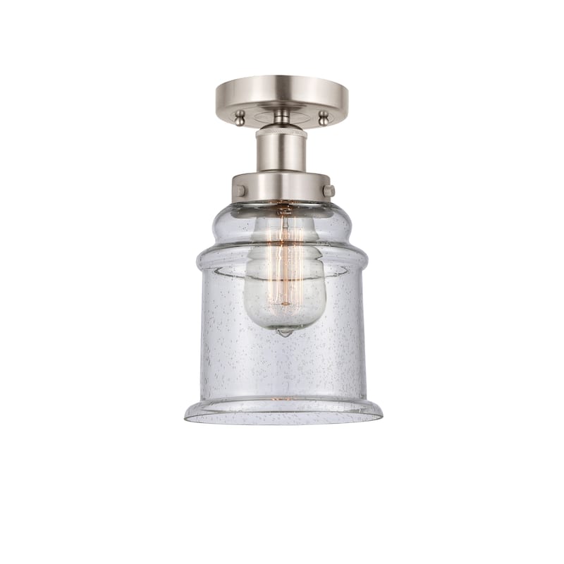Innovations Lighting Edison Canton - 1 Light 6" Semi-Flush Mount - Seedy/Brushed Satin Nickel
