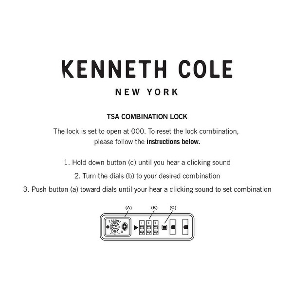 kenneth cole luggage combination lock