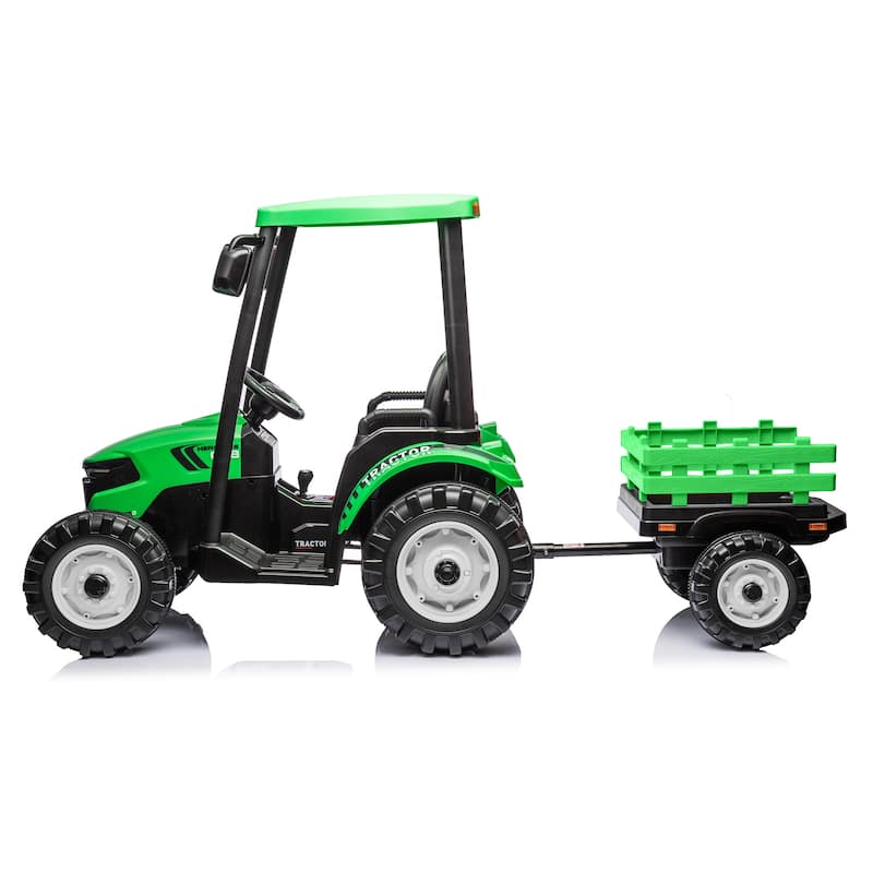 Green Kids Ride on Tractors with Parent Remote Control, Pedal Tractors Ride on Car Toy Battery Powered Electric Vehicle