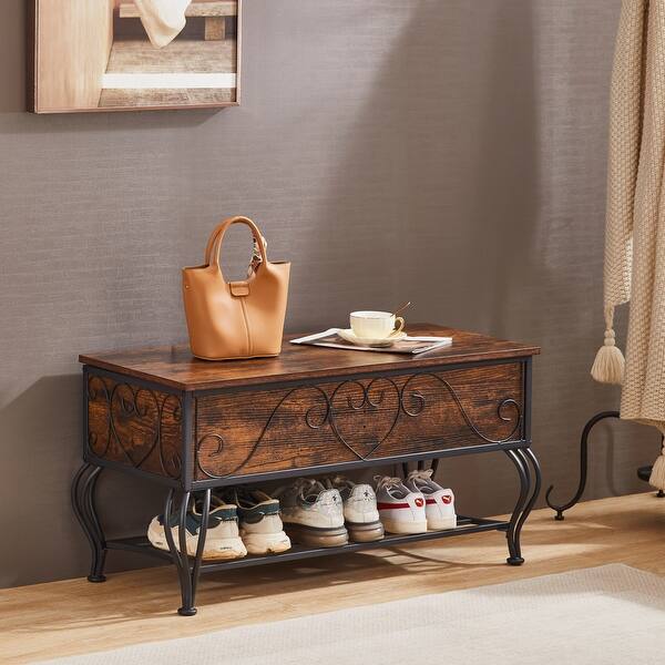 Metal Shoe Rack Bench with Shoe Storage Shelf for Entryway - Bed Bath ...
