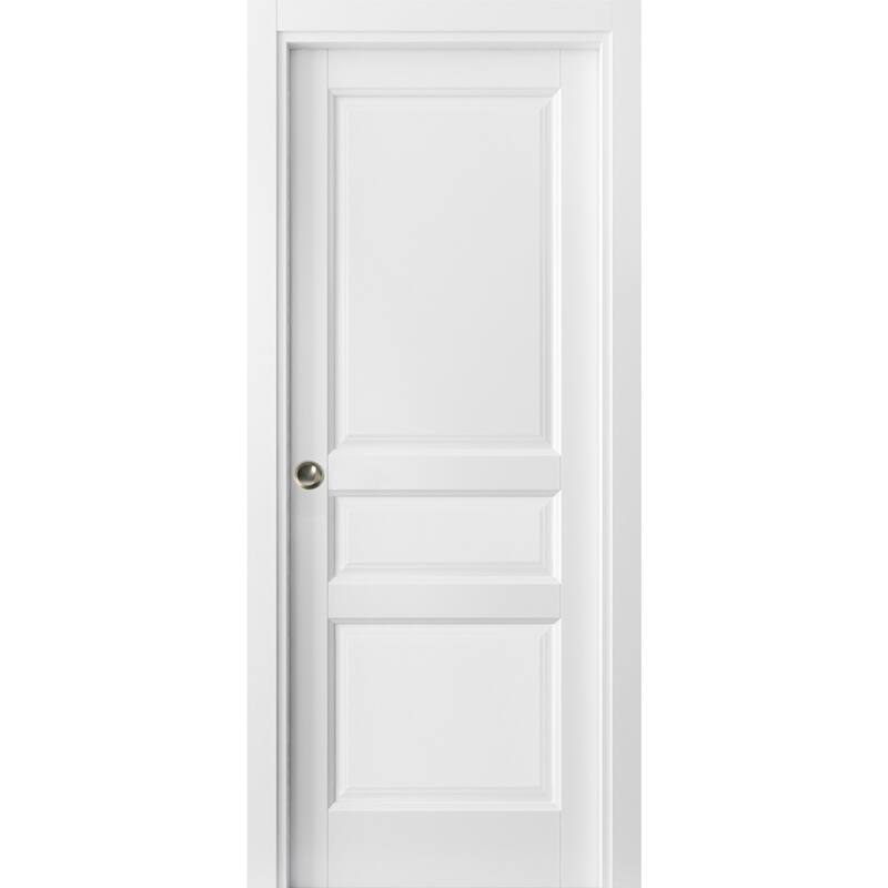 3 Panel Pocket Door Frames / Lucia 31 White - White - 18" x 80"