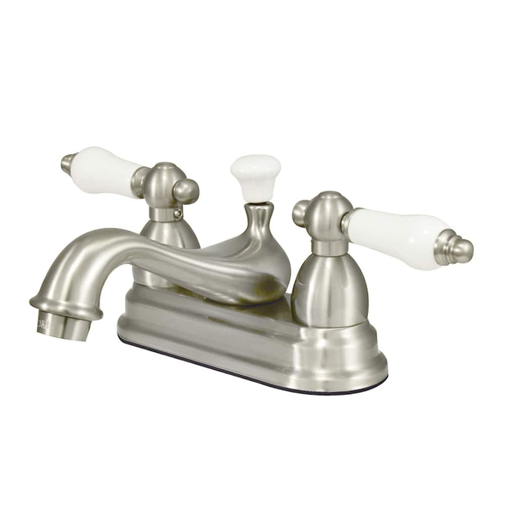 Kingston Brass Restoration Two-Handle 3-Hole Deck Mount 4 in. Centerset Bathroom Faucet