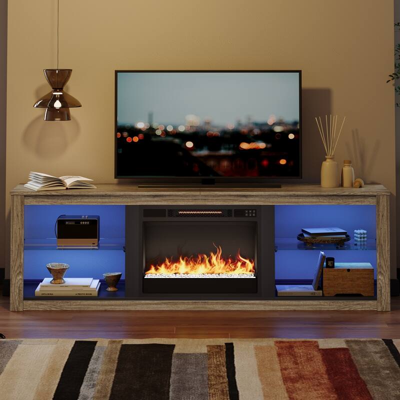 TV Stand for TVs up to 75" with Fireplace, LED Entertainment Center