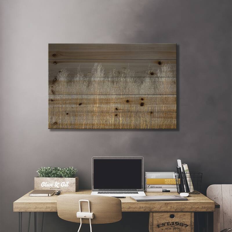 Silver Forest Print On Wood by Assaf Frank - Multi-Color