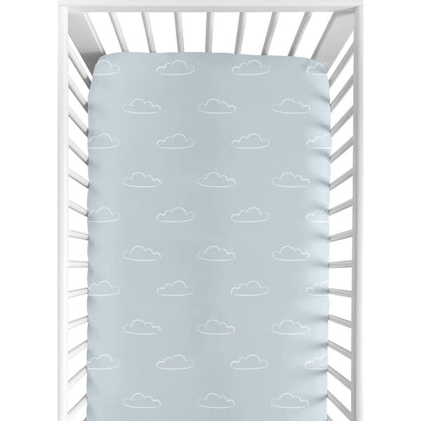 slide 2 of 6, Blue Clouds Collection Boy Fitted Crib Sheet - Slate and White Cloud Sky for Vintage Airplane Aviator Aviation Collection