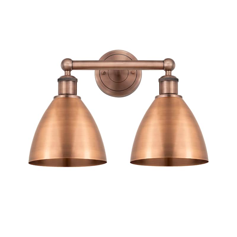Innovations Lighting Plymouth Dome - 2 Light 17" Bath Vanity Light - Antique Copper