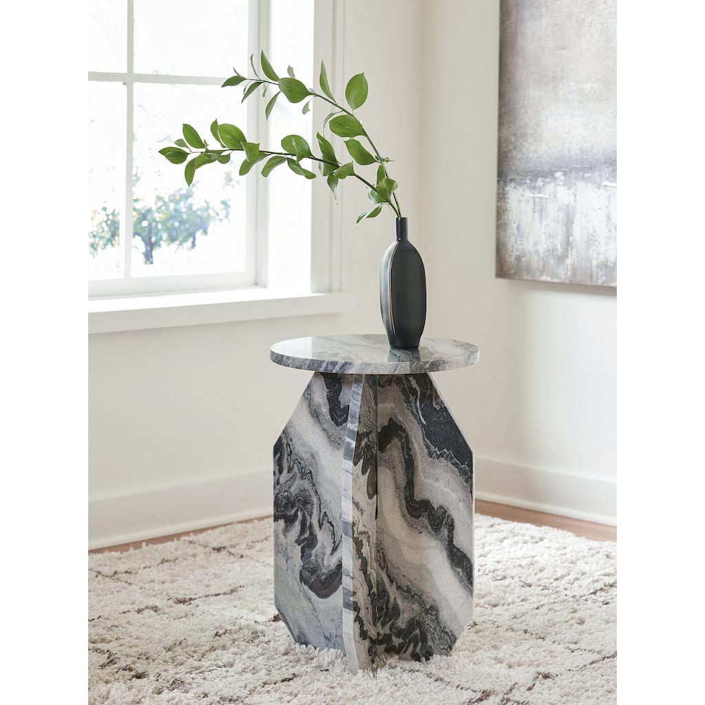 Signature Design by Ashley Wrenlane Black/White Accent Table - 15" W x 15" D x 23" H