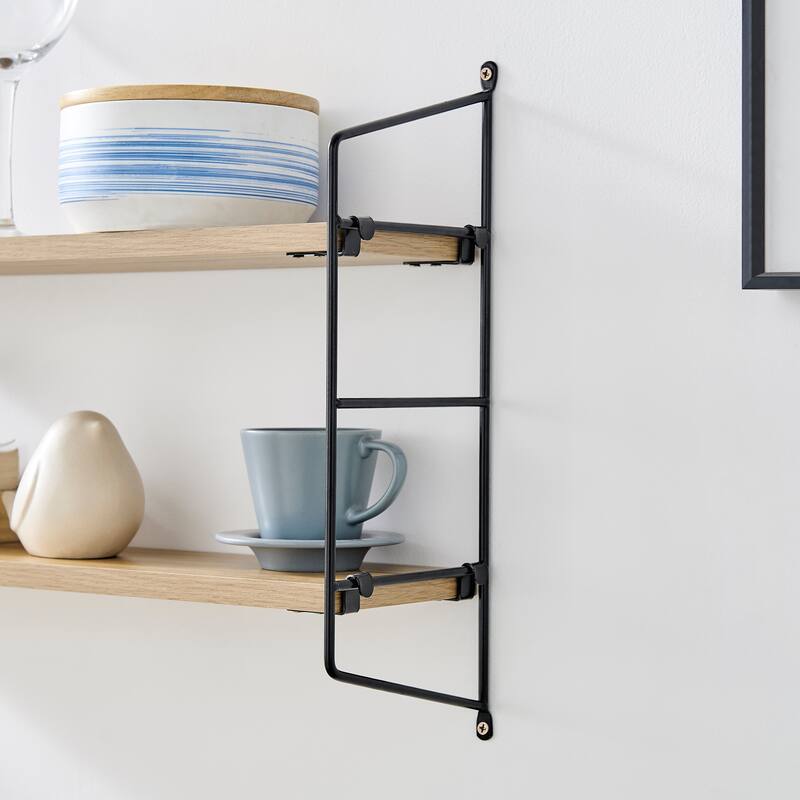 Danya B. Severini Floating Bracket Farmhouse Two-Tier Wall Shelf