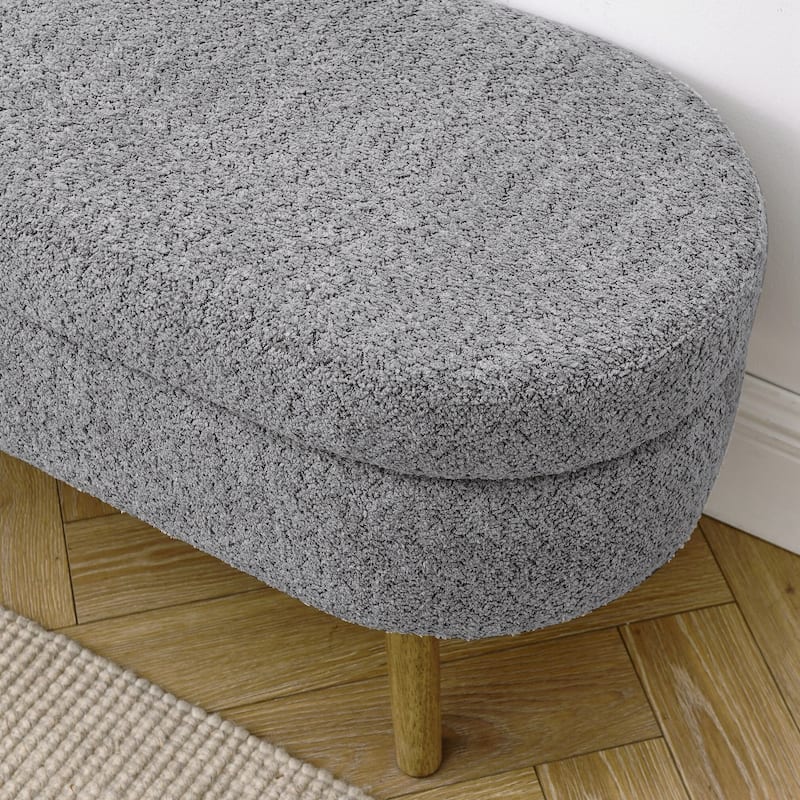 Ottoman Oval Storage Bench,Rubber Wood Legs