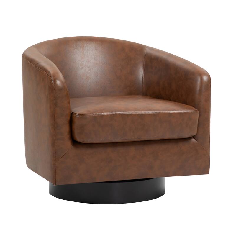 Round Barrel Armchair 360-Degree Swivel Accent Chairs