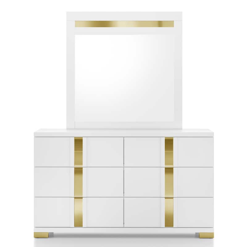 Furniture of America Halifax Modern 2-Piece Wood 6-Drawer Dresser and Mirror Set
