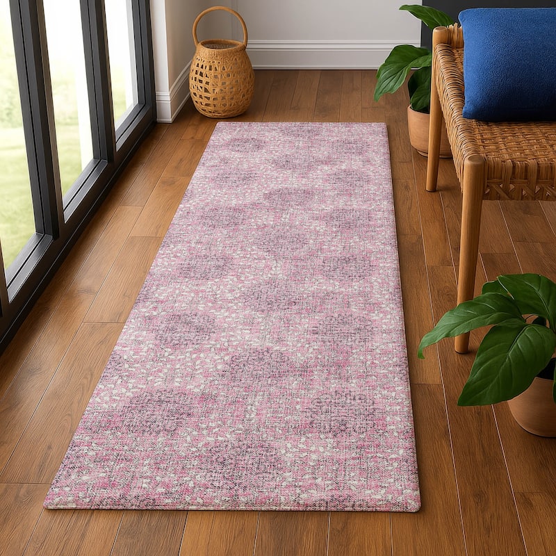 Premium Washable Super Soft Casual Imprints Mayfield Rug - Pink - 2'3" x 7'6"