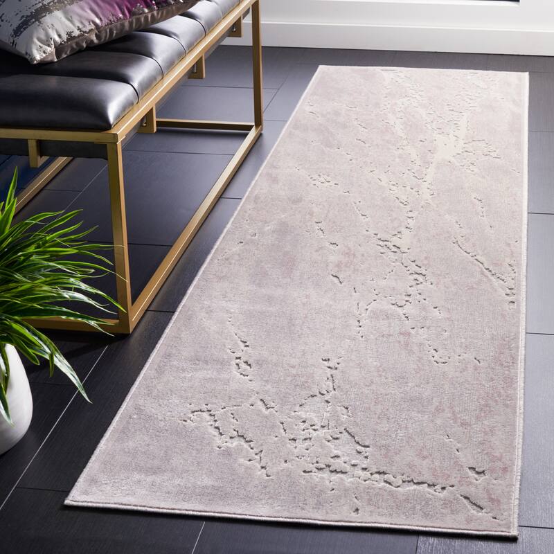 SAFAVIEH Paradise Jeanetta Modern Viscose Rug - 2'2" x 8' Runner - Light Grey/Blush Pink