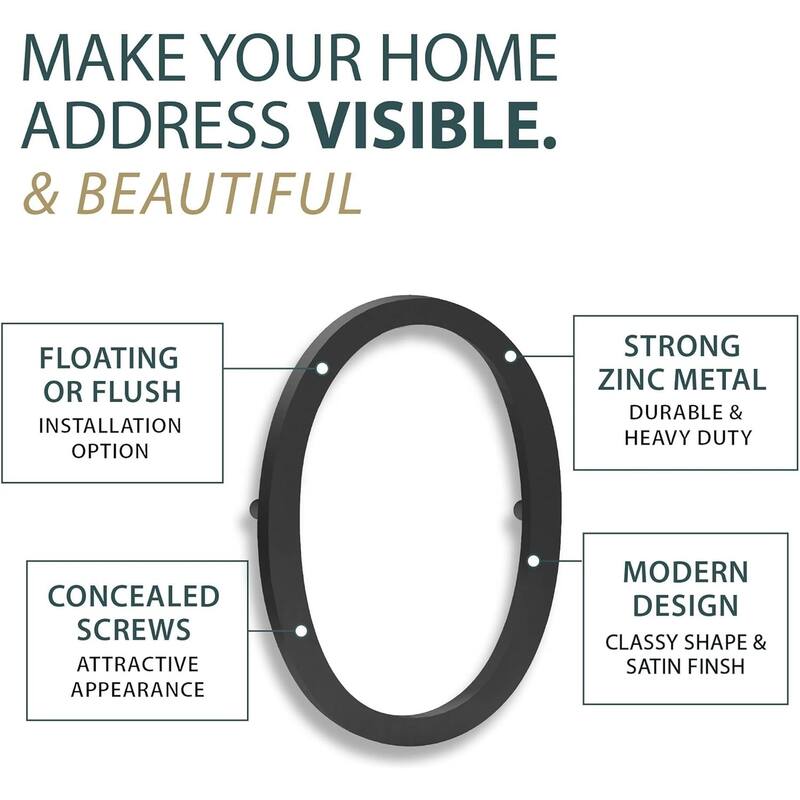 Mega Handles Modern Metal House Numbers | Heavy Duty Outdoor Address Digits | Easy to Install, Floating or Flush Mount Design