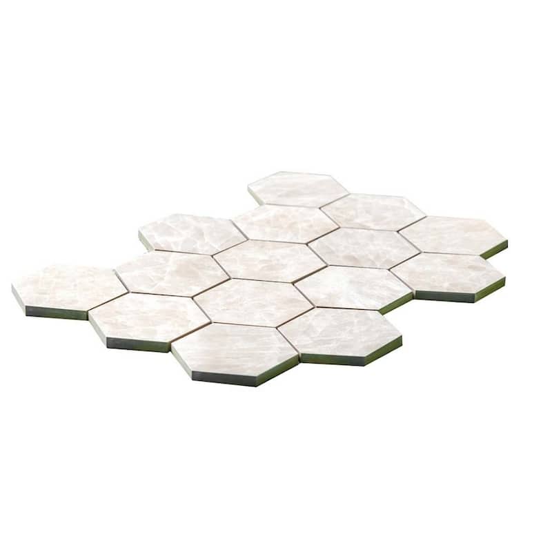 Galleria White 3x3 Semi-Polished Porcelain Hexagon Mosaic Tile - Floor, Wall, Backsplash