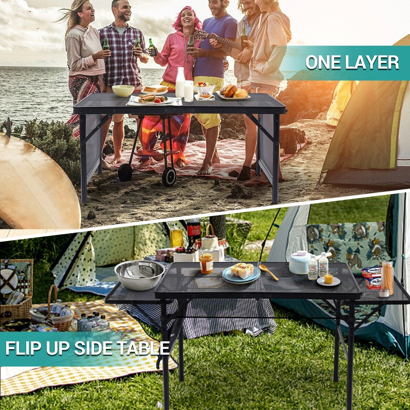 Table for Grill Folding Camping Table Card Table Adjustable